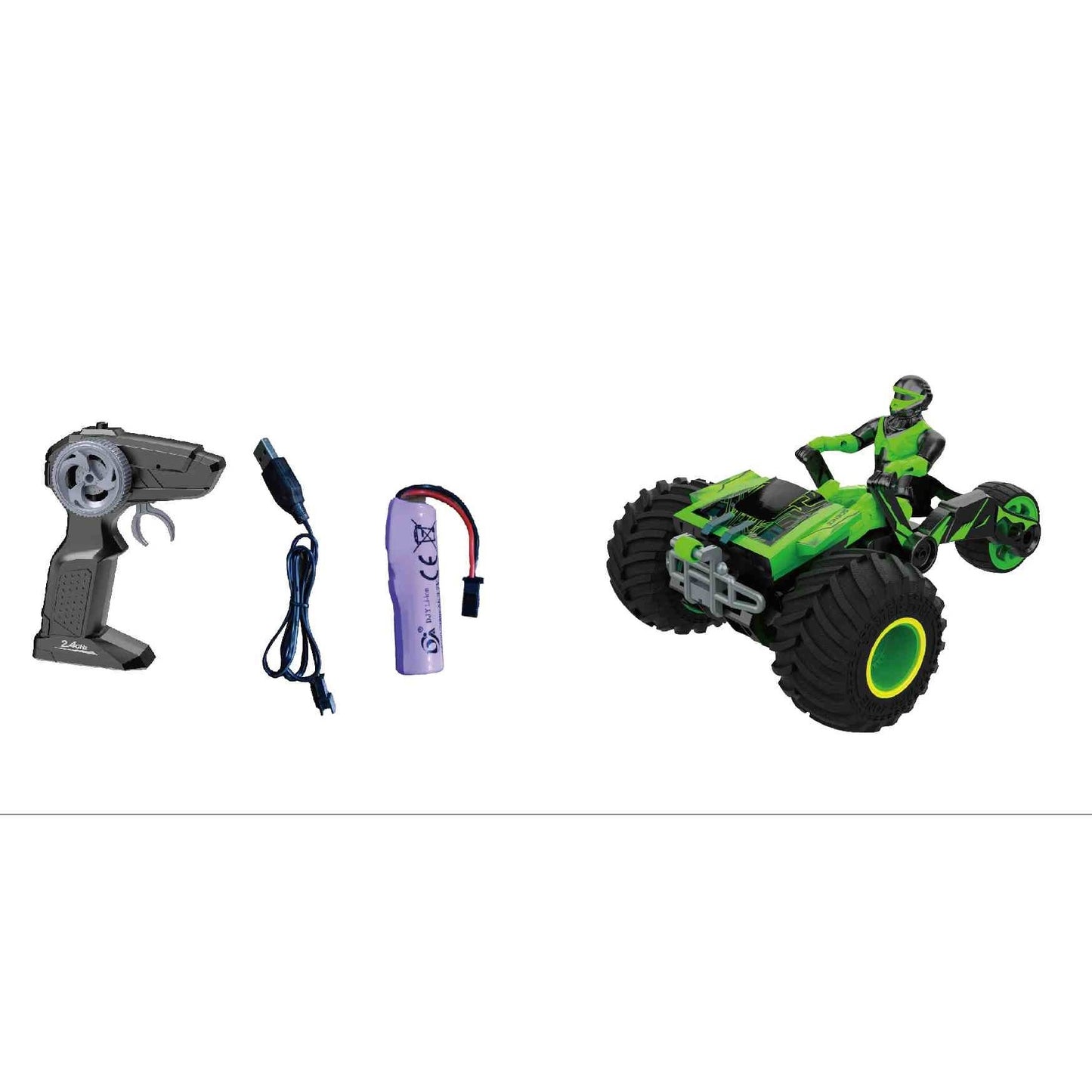 טרקטורון על שלט 3 גלגלים בצבע ירוק 1:18