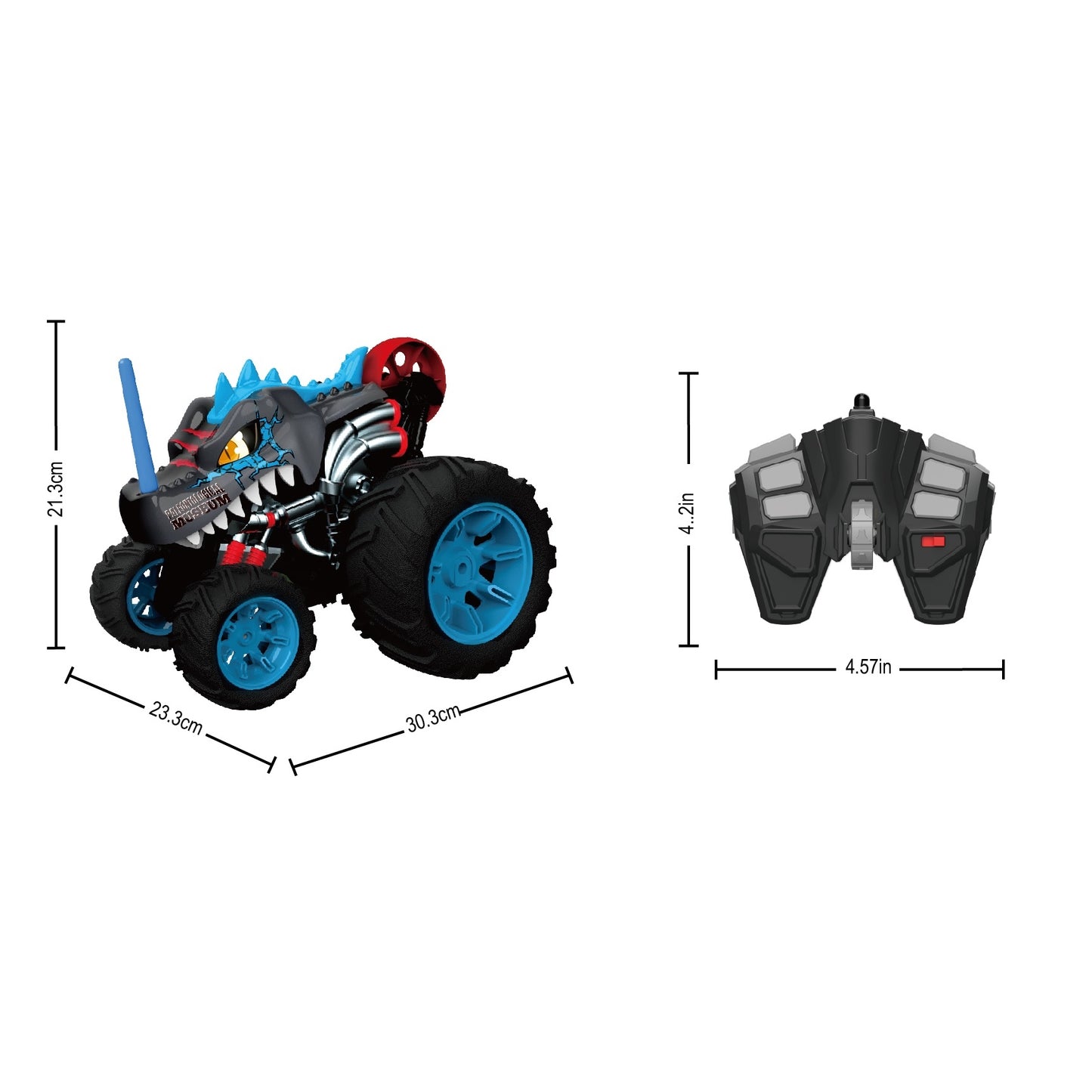 מכונית על שלט פעלולים 1:16 דינוזאור אפור