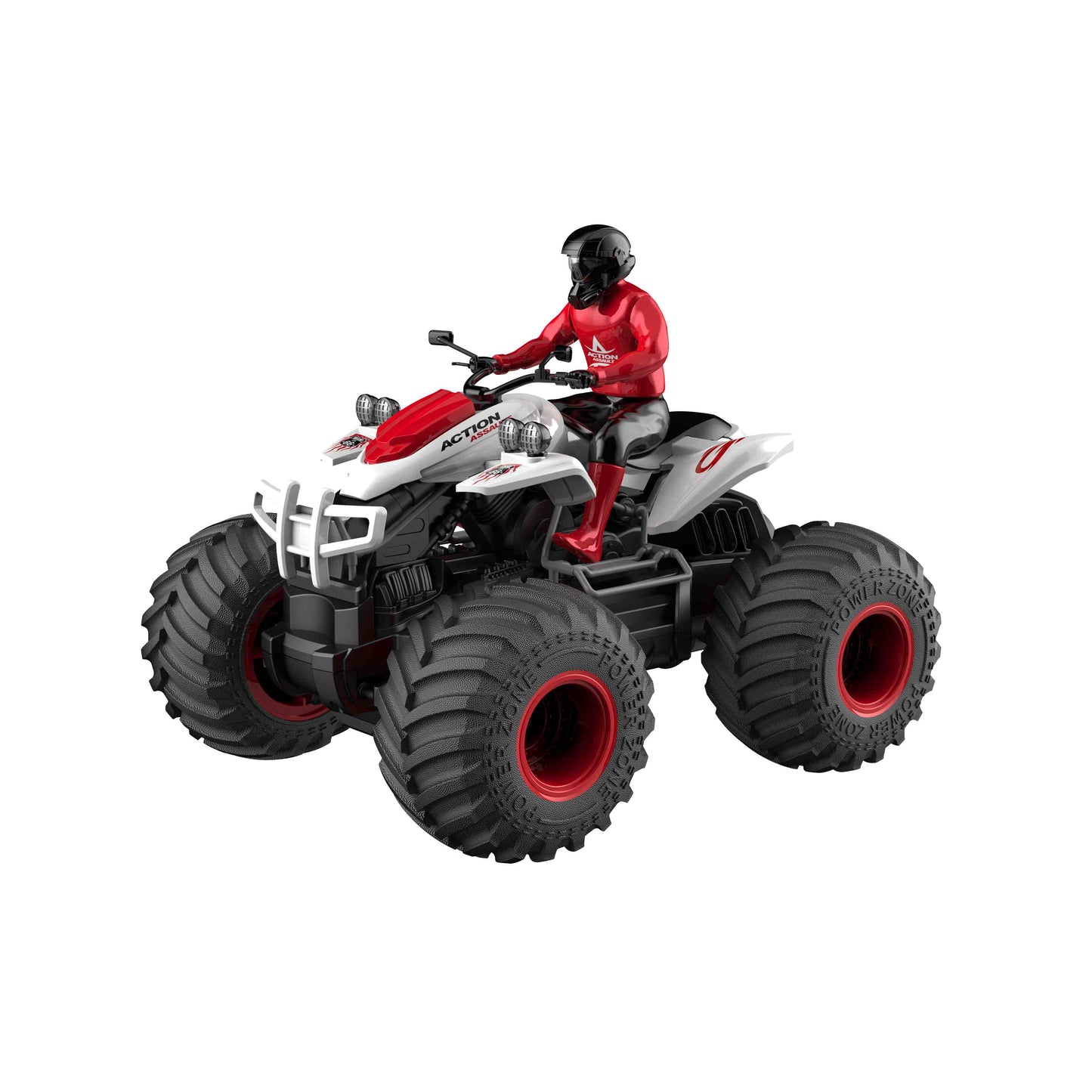 טרקטורון על שלט 1:14 עם אורות - אדום