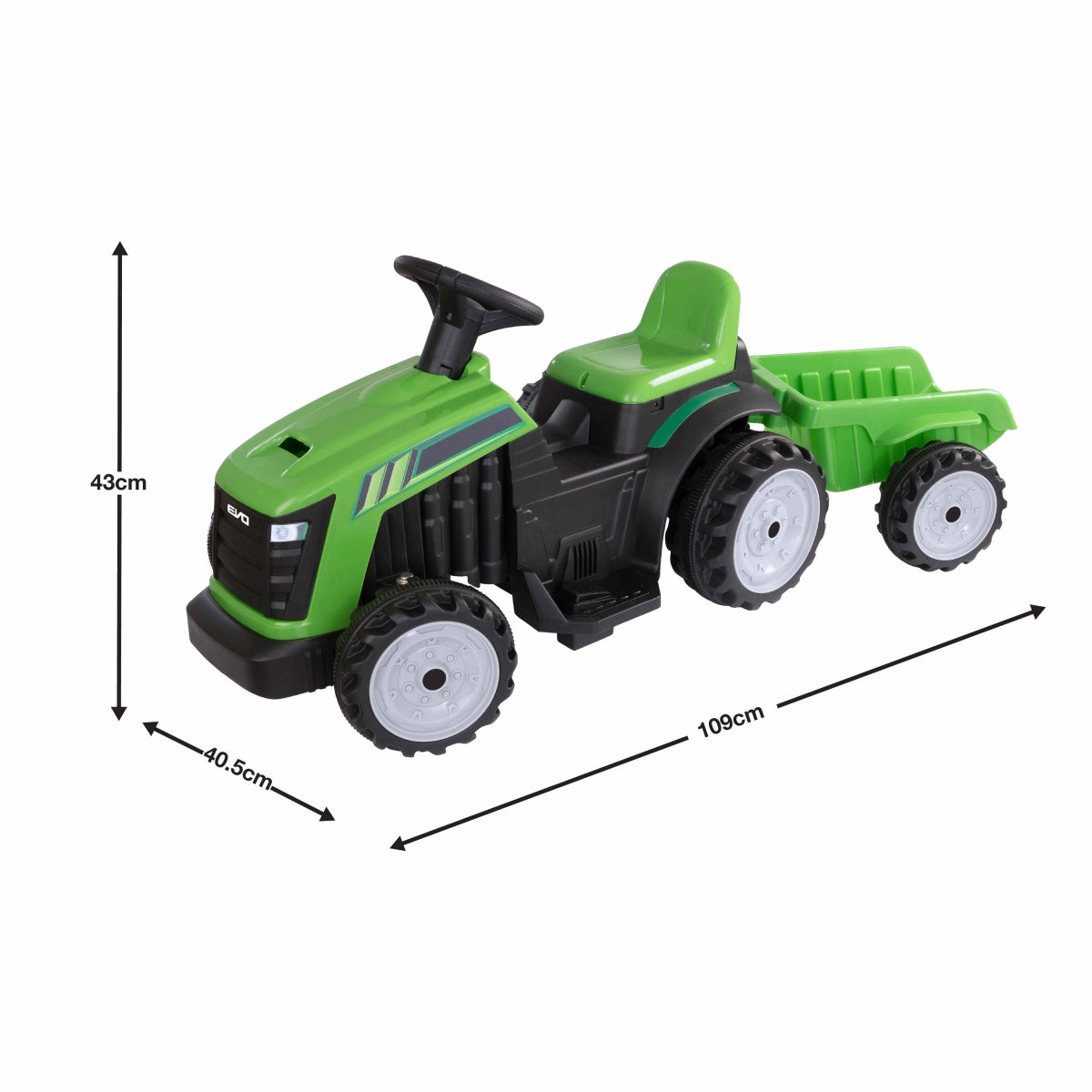 טרקטור עם נגרר ממונע ירוק 6V