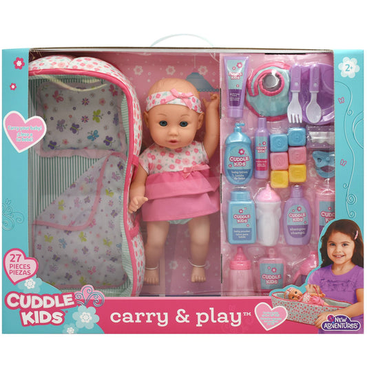 בובת תינוק 30 סמ עם ערכת נשיאה 27 חלקים