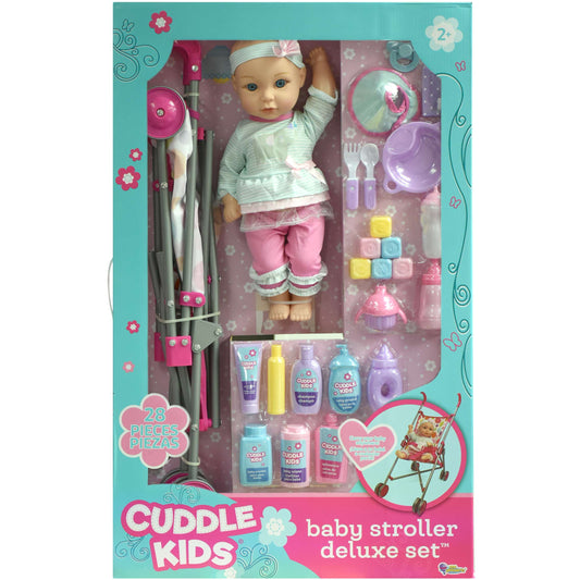 בובת תינוק 38 סמ עם עגלה ואביזרים באריזה מהודרת