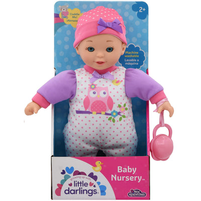 28 cm baby doll with rattle