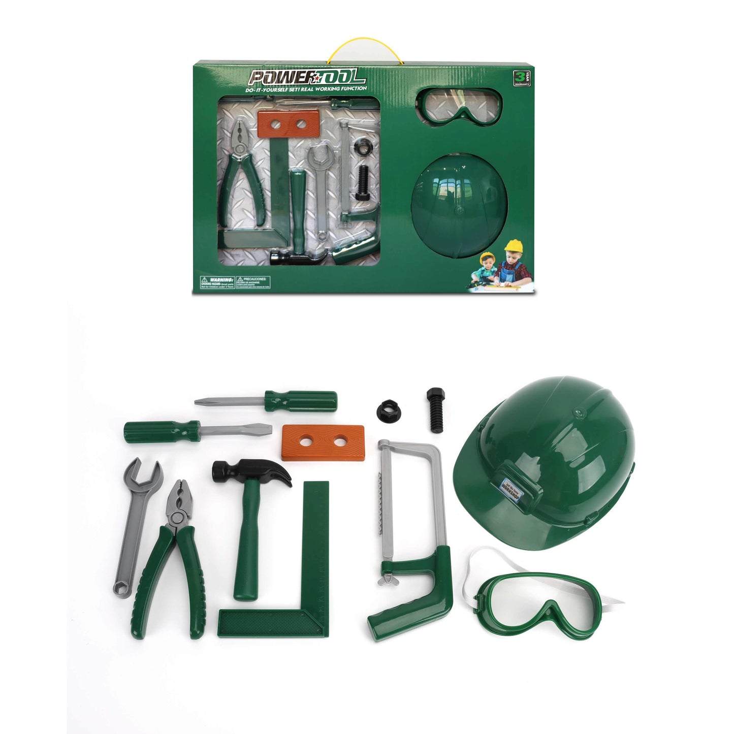 ערכת כלי עבודה עם קסדה ומסיכת מגן 12 חלקים