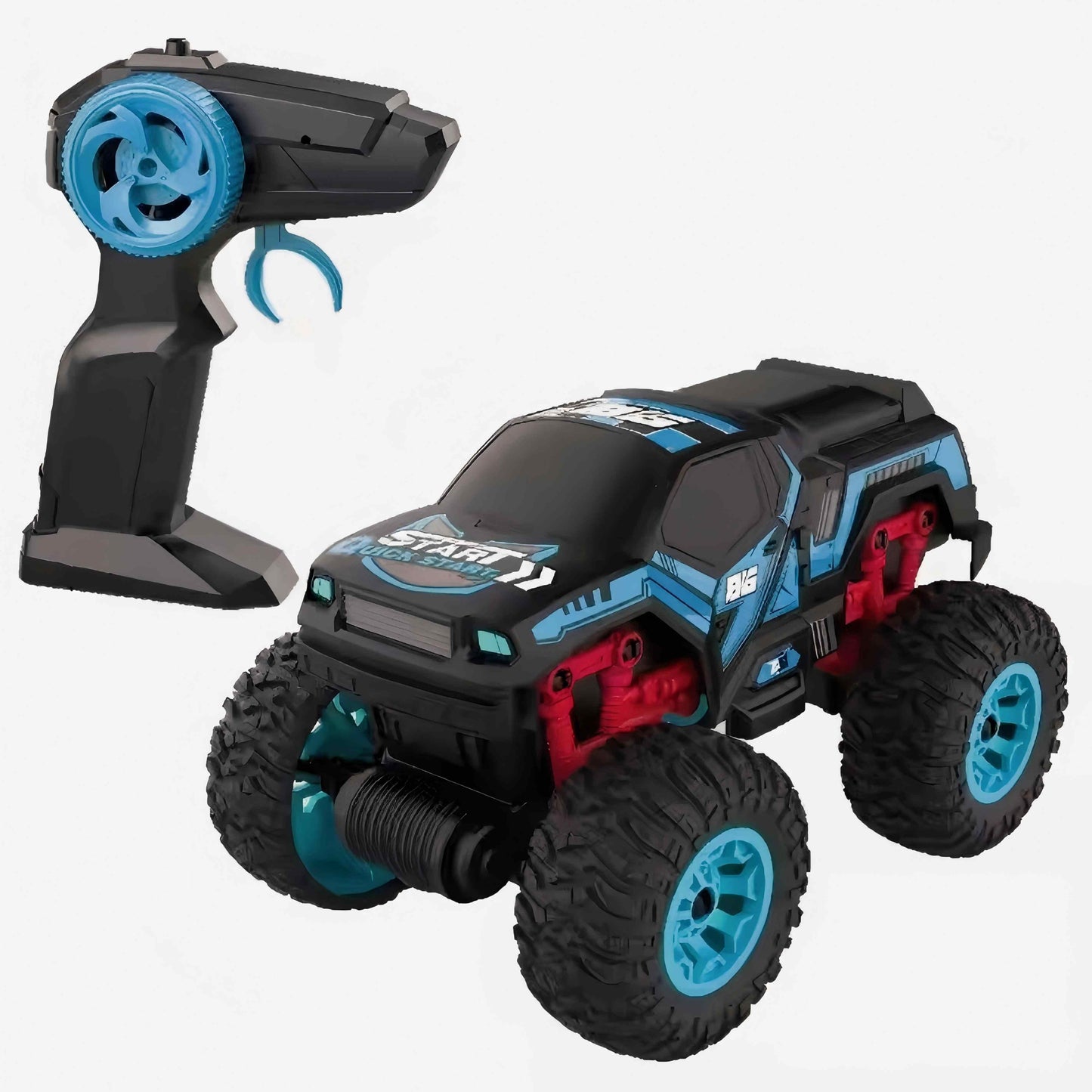 מכונית על שלט גלגלי שטח כחולה 1:16