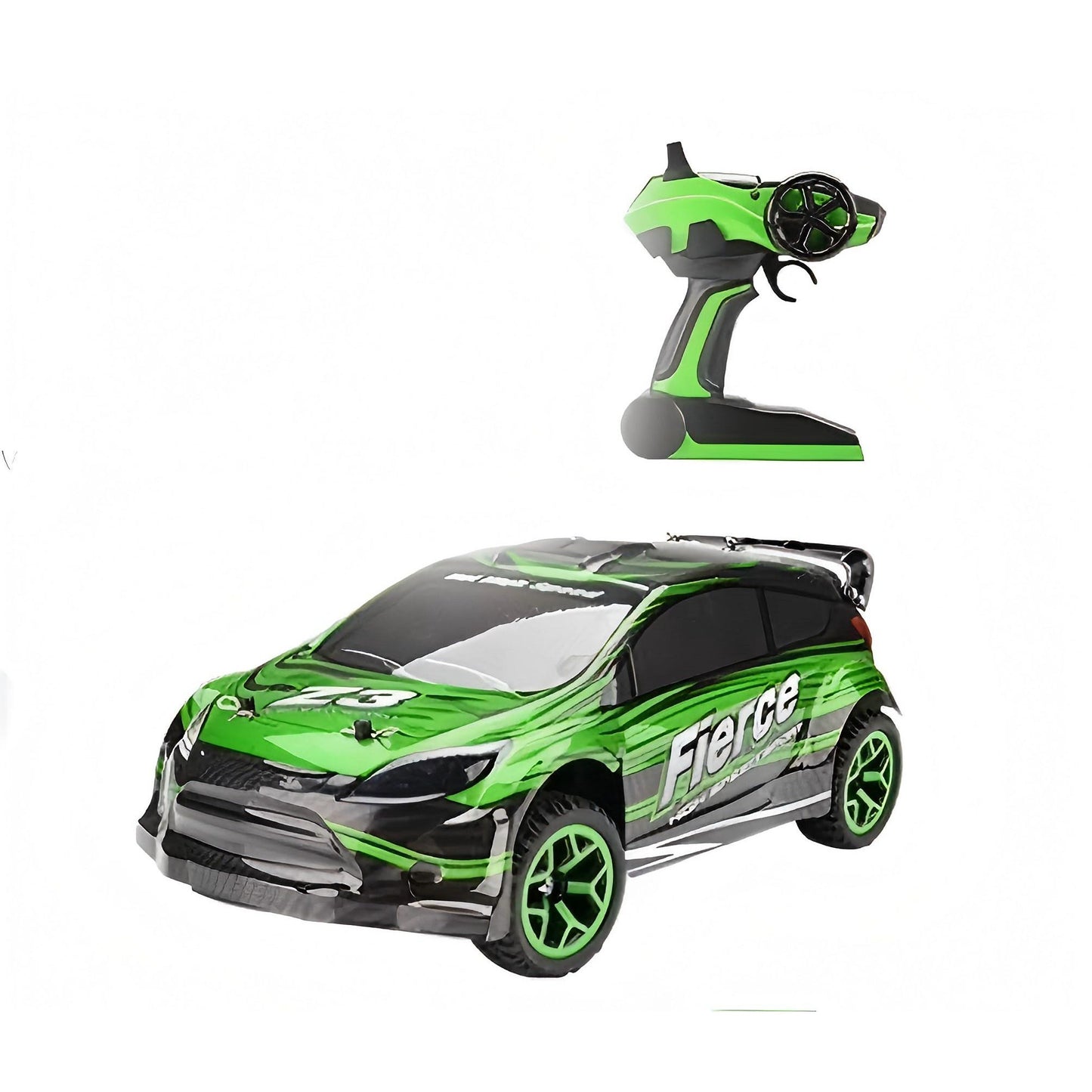 מכונית מירוץ ירוקה על שלט 1:18