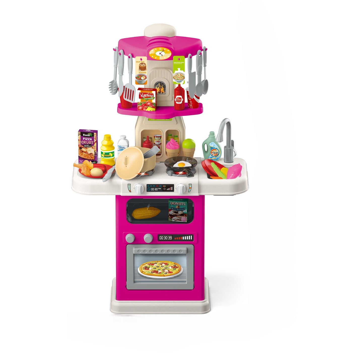 מטבח אורות וצלילים 64 חלקים בצבע ורוד