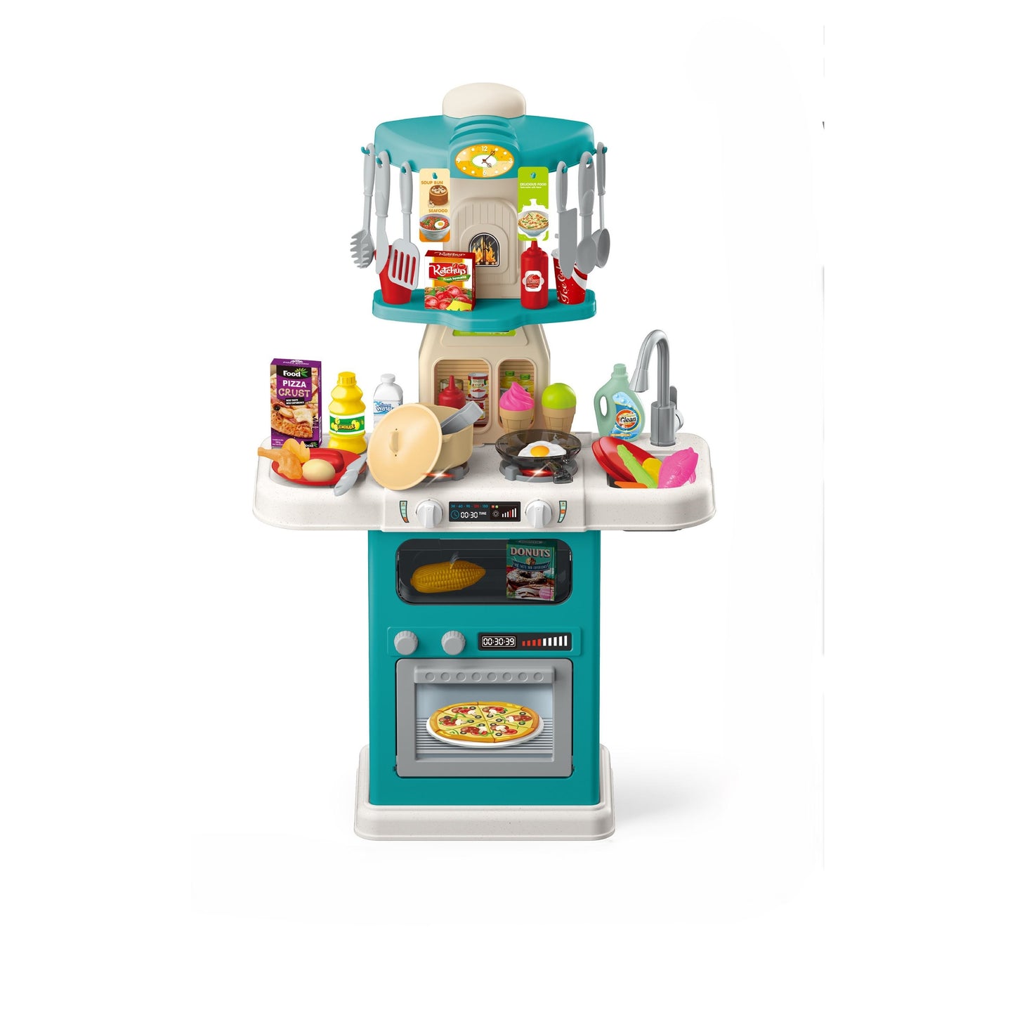 מטבח אורות וצלילים 64 חלקים בצבע טורקיז