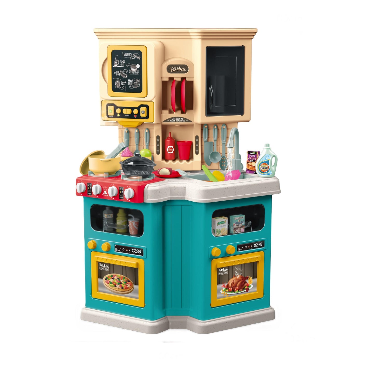 מטבח מפואר אפקט מים אור וצליל טורקיז 77 חלקים