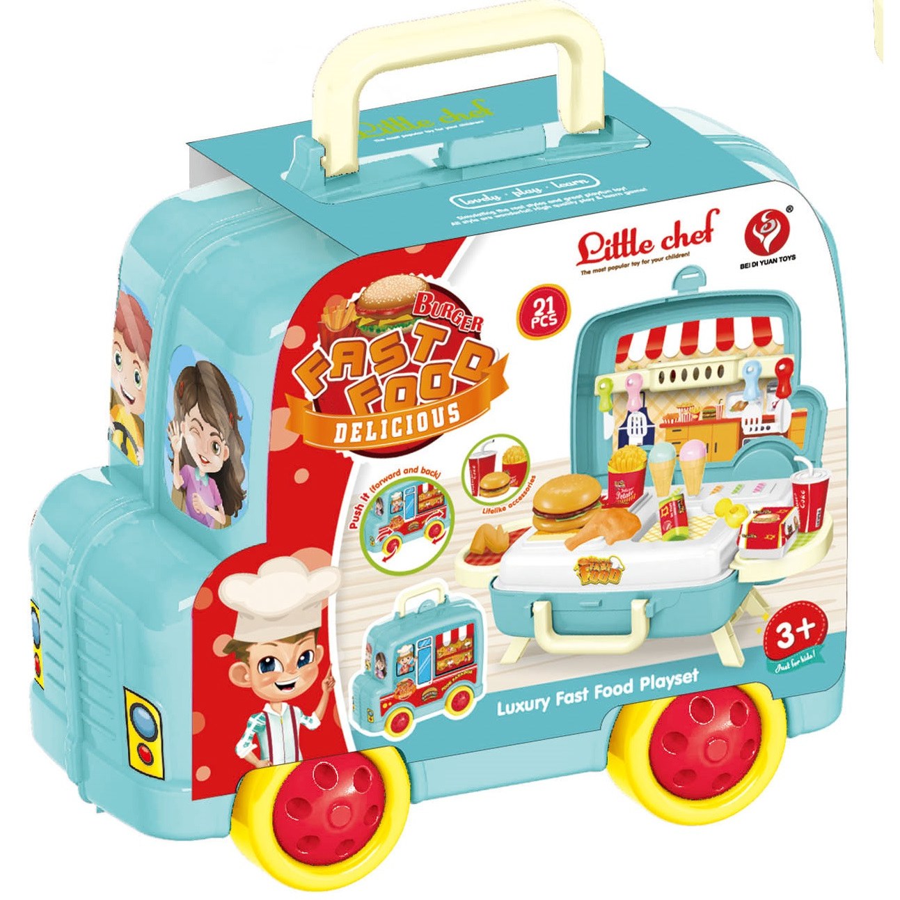 מזוודת אוכל פיקניק בצורת מכונית 21 חלקים