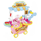 Pink Kitchen Trolley on Wheels, 26 Pieces