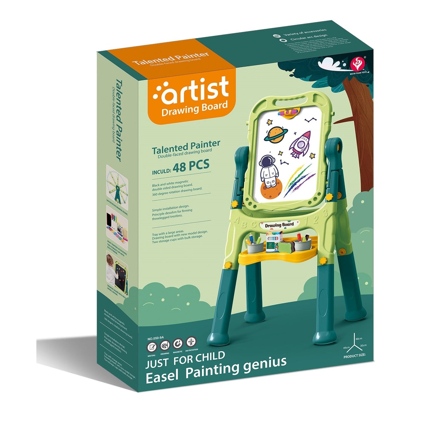 לוח ציור ירוק דו צדדי