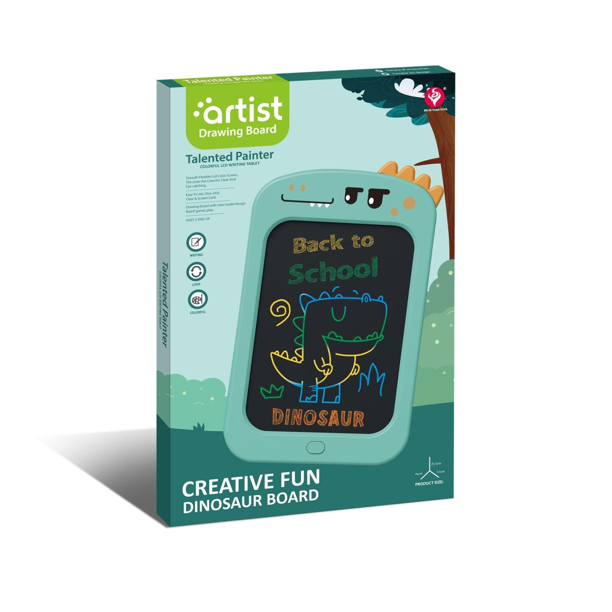 לוח ציור ירוק מחיק דגם דינוזאור