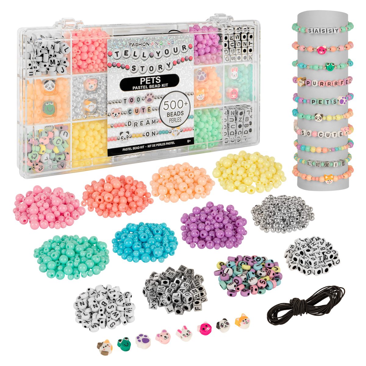 Pastel beads, animal beads, and alphabet beads kit