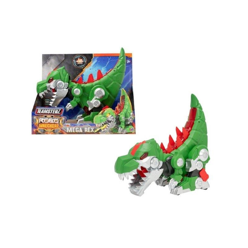 מגה רקס ירוק עם אורות וצלילים ומכונית