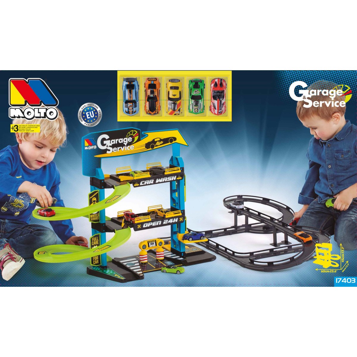 חניוך מוסך 3 קומות + מסילות + 5 מכוניות