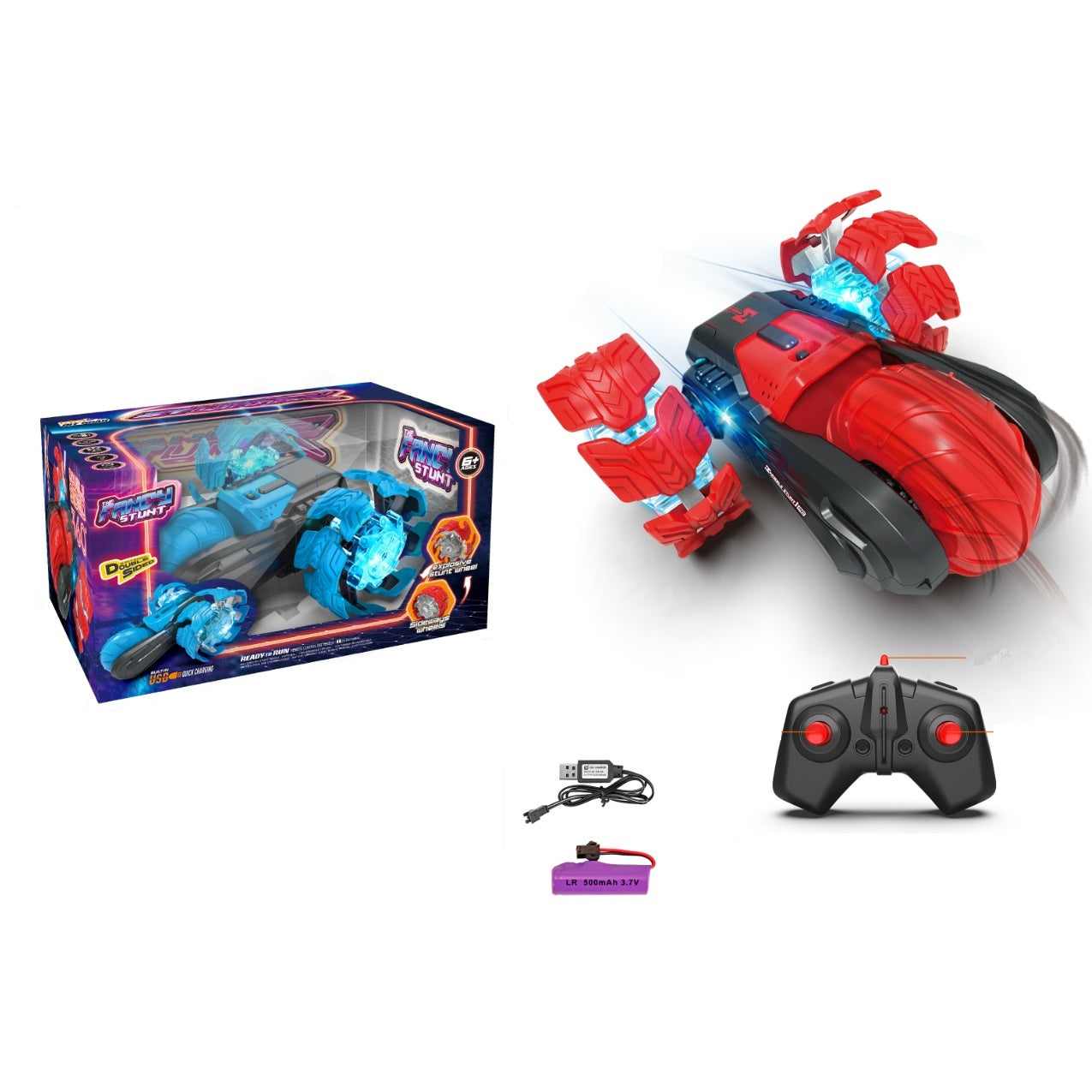 מכונית פעלולים אדומה אורות עם שלט רחוק