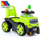 Green Jeep push car with 10 blocks