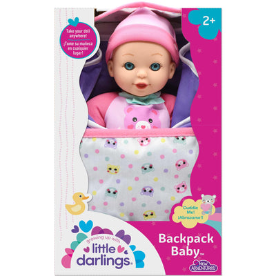 25cm baby doll in a back carrier
