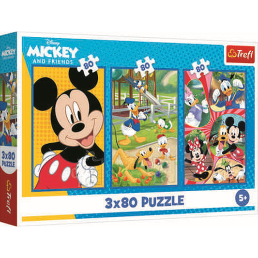 3 פאזלים 80 חלקים דיסני מיקי מאוס וחברים