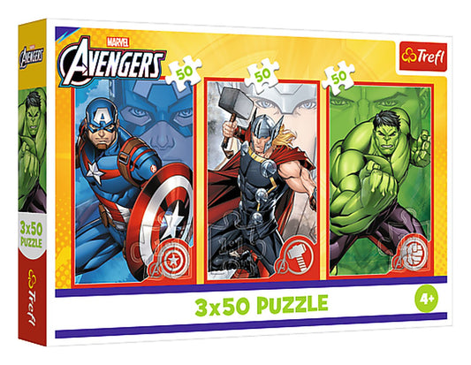 3 פאזלים 50 חלקים דיסני מארוול הנוקמים