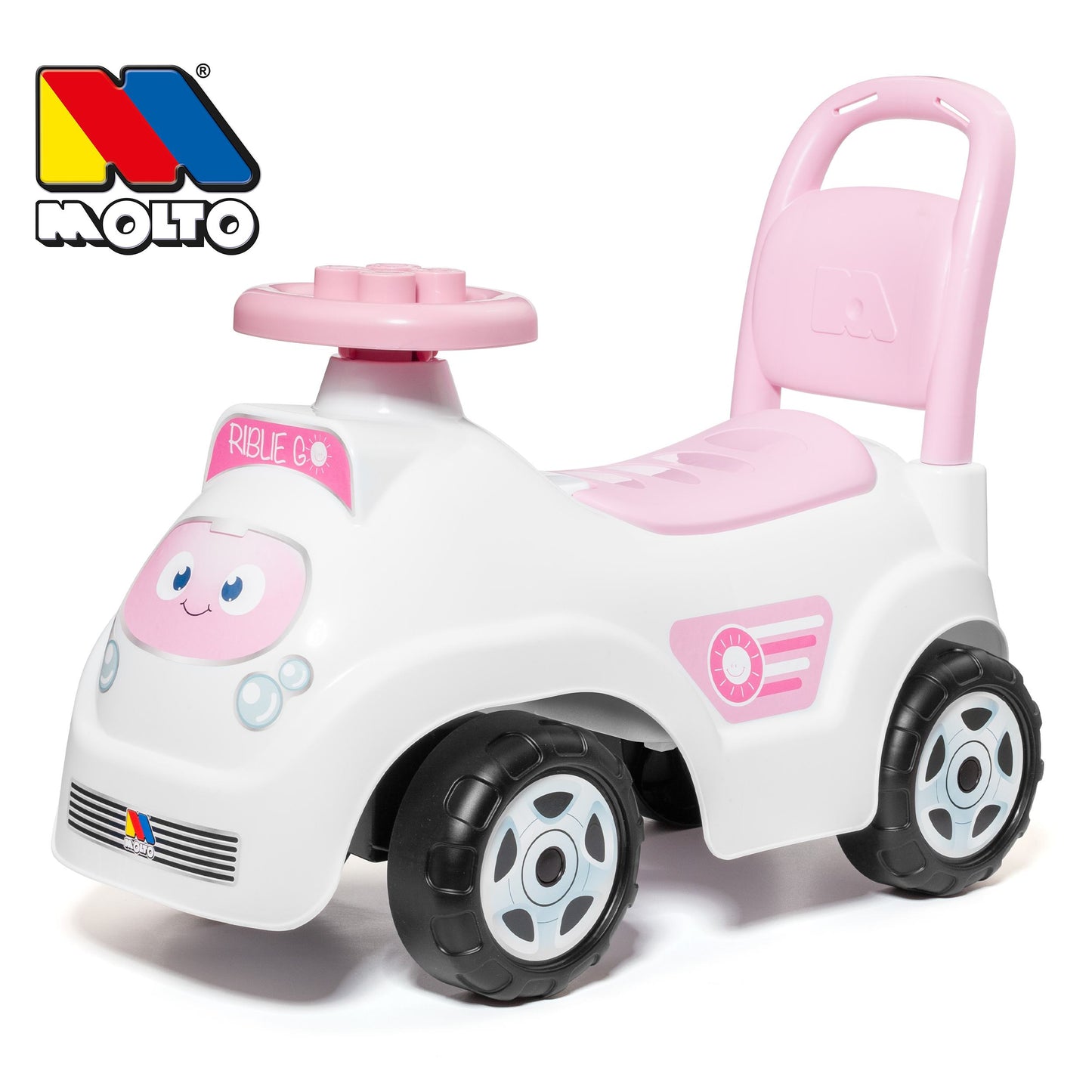 צעצוע רכיבה ורוד 2 ב-1 עם בלוקים