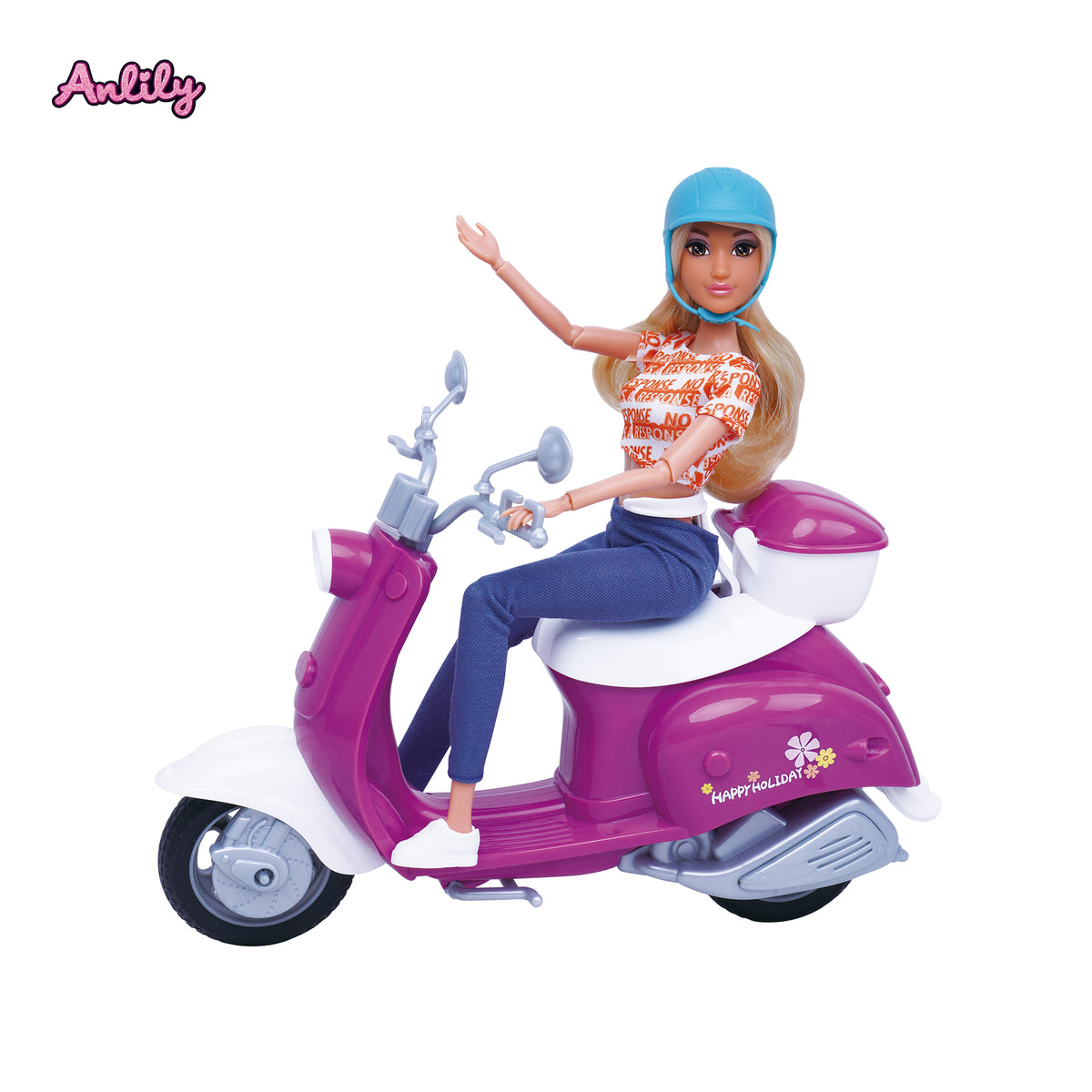 בובת אופנה עם אופנוע 30 ס"מ