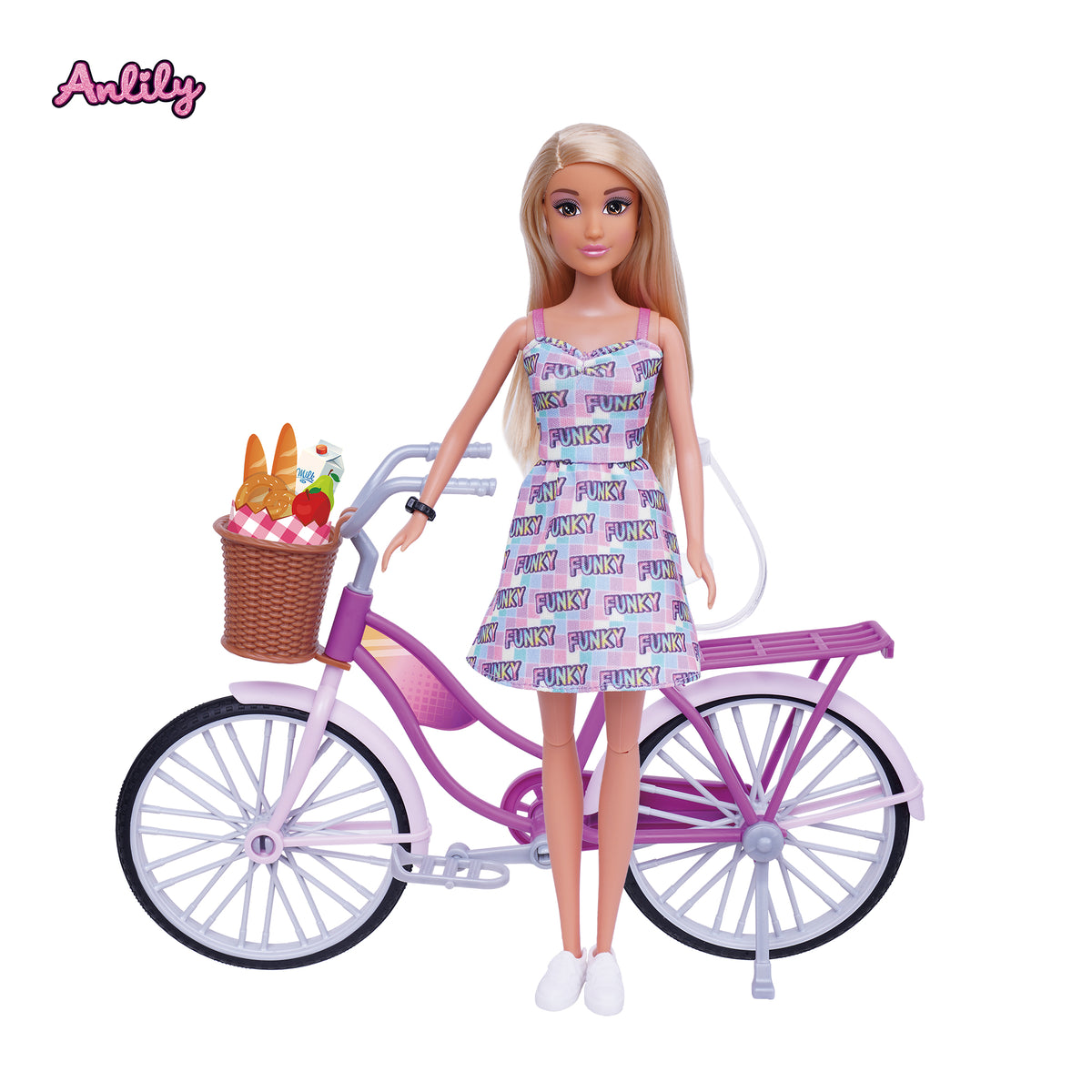 Doll with Bicycle 30cm