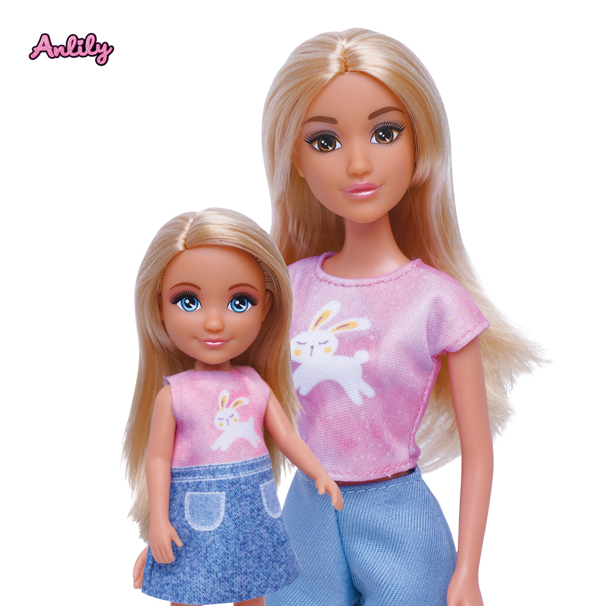 Doll and miniature doll with pet set 30 cm