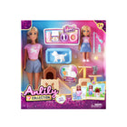 Doll and miniature doll with pet set 30 cm