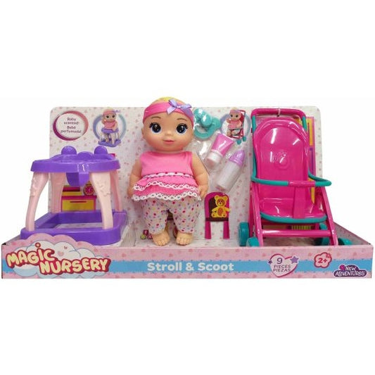 בובת תינוק 20 סמ עם עגלה והליכון