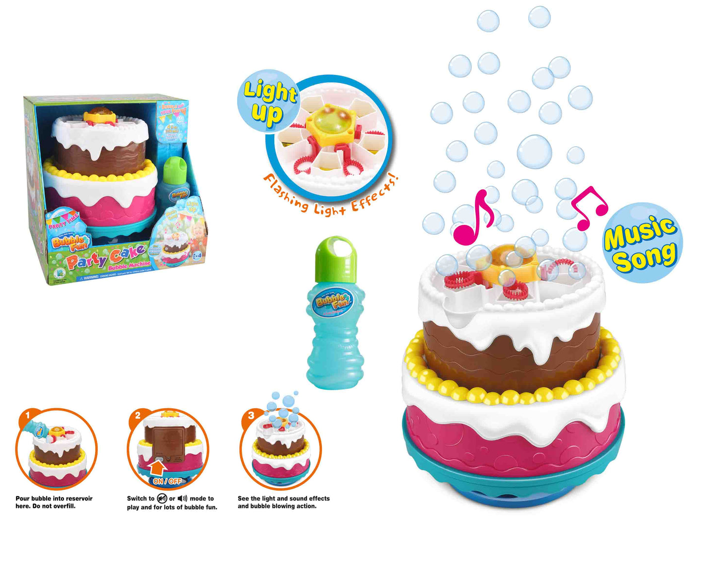 עוגת יומולדת אור וצליל בועות סבון 118 מל