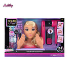 Styling head with hair and nail design accessories