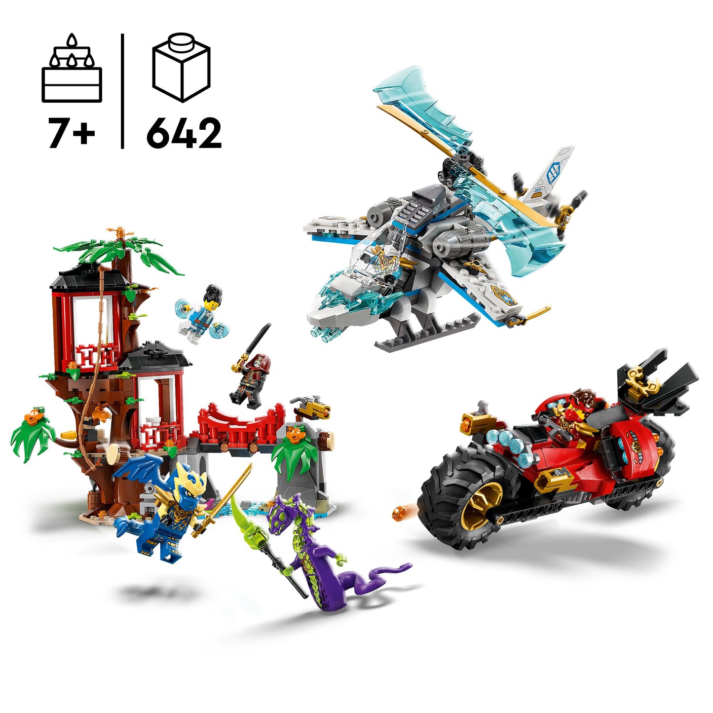 לגו נינגגו קרב על בית העץ עם רכבי נינג’ה 71857