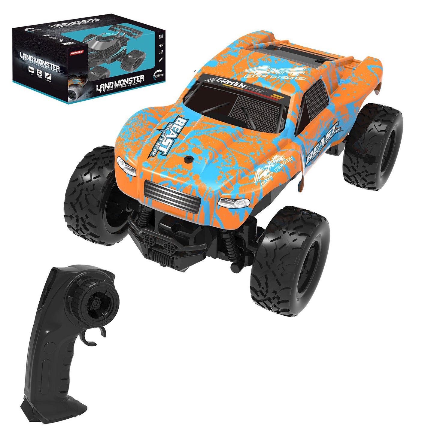 מכונית מונסטר כתומה 1:24 עם שלט רחוק