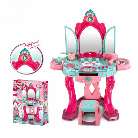 שולחן איפור עם דלתות נפתחות אורות וצלילי