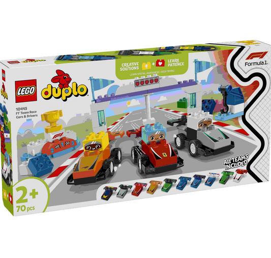 לגו דופלו מכוניות מרוץ ונהגים 10445