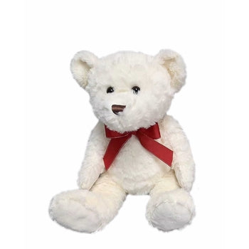 דב יושב פרווה חום/לבן 26 סמ