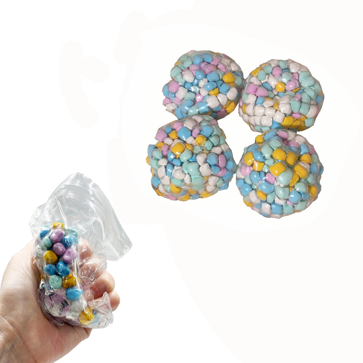 Squishy ball with colorful beads