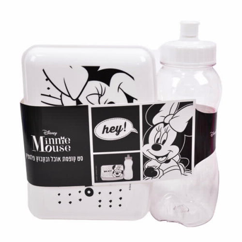 סט קופסת אוכל ובקבוק מיני מאוס לבן