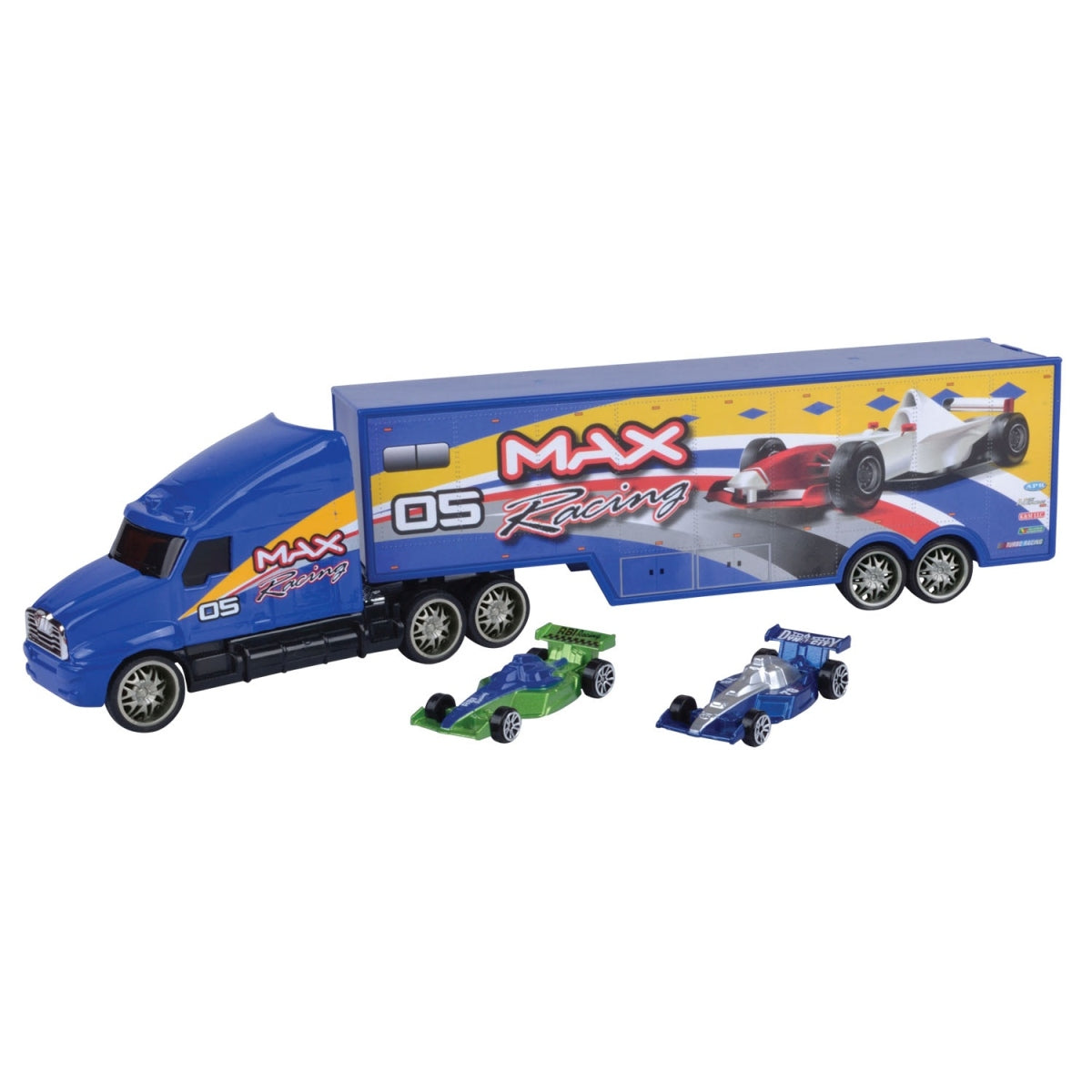 סמיטריילר ענק + 2 מכוניות מירוץ