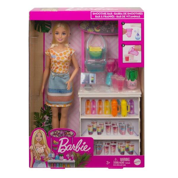 Barbie طقم كشك عصائر مع دمية