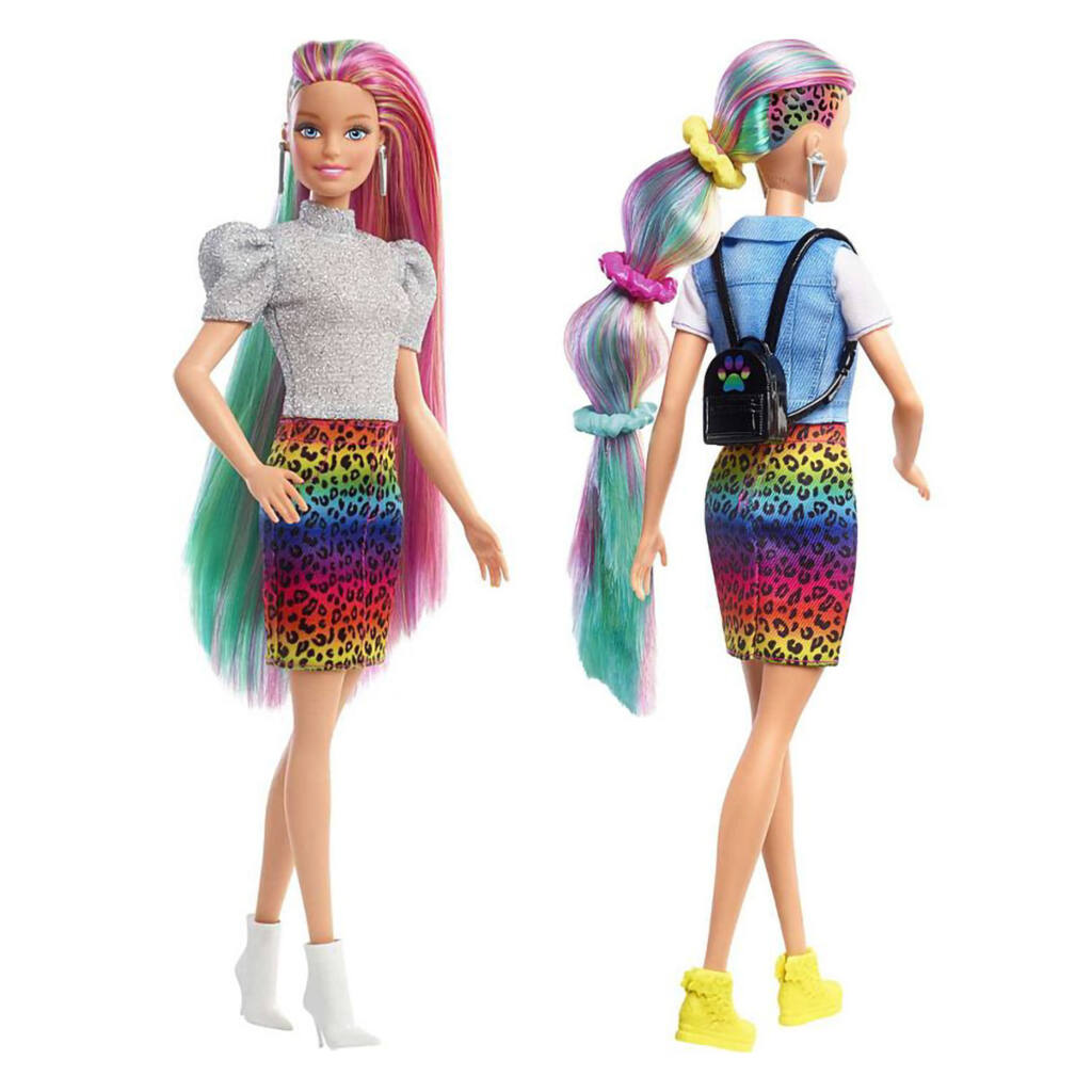 ברבי עיצוב שיער צבעי הקשת+אביזרים