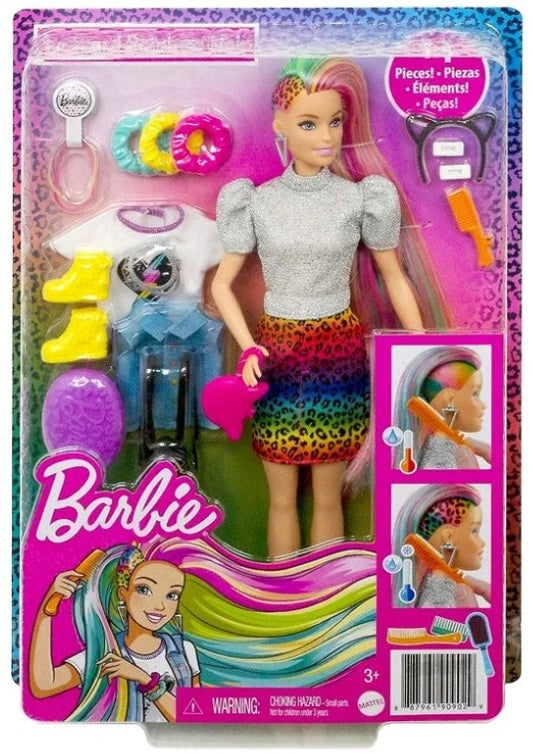 ברבי עיצוב שיער צבעי הקשת+אביזרים