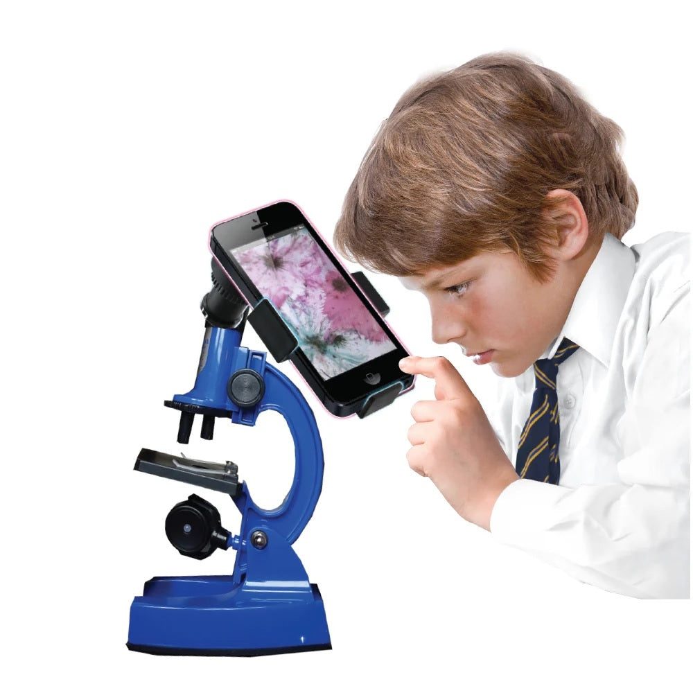 Microscope with smartphone adapter