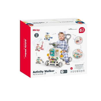 הליכון חינוכי ורוד עם ידית דחיפה 6 מצבים