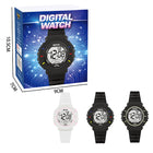Digital waterproof watch black white mix 3 colors