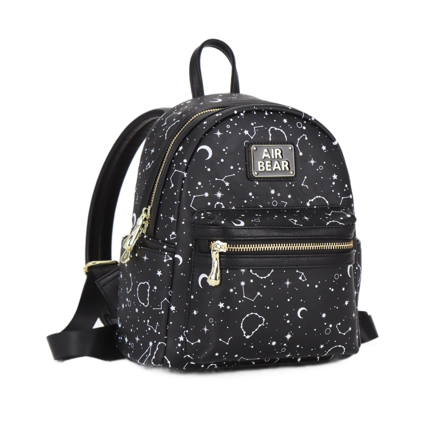 Fashionable black bag with white scribbled symbols