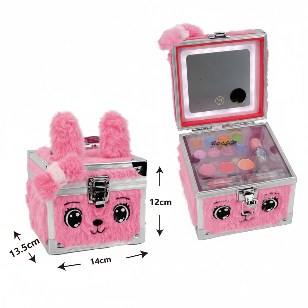 Makeup set for a suitcase with a pink/purple bunny fur.