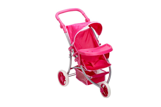 עגלת בובה-תלת גלגל ורוד